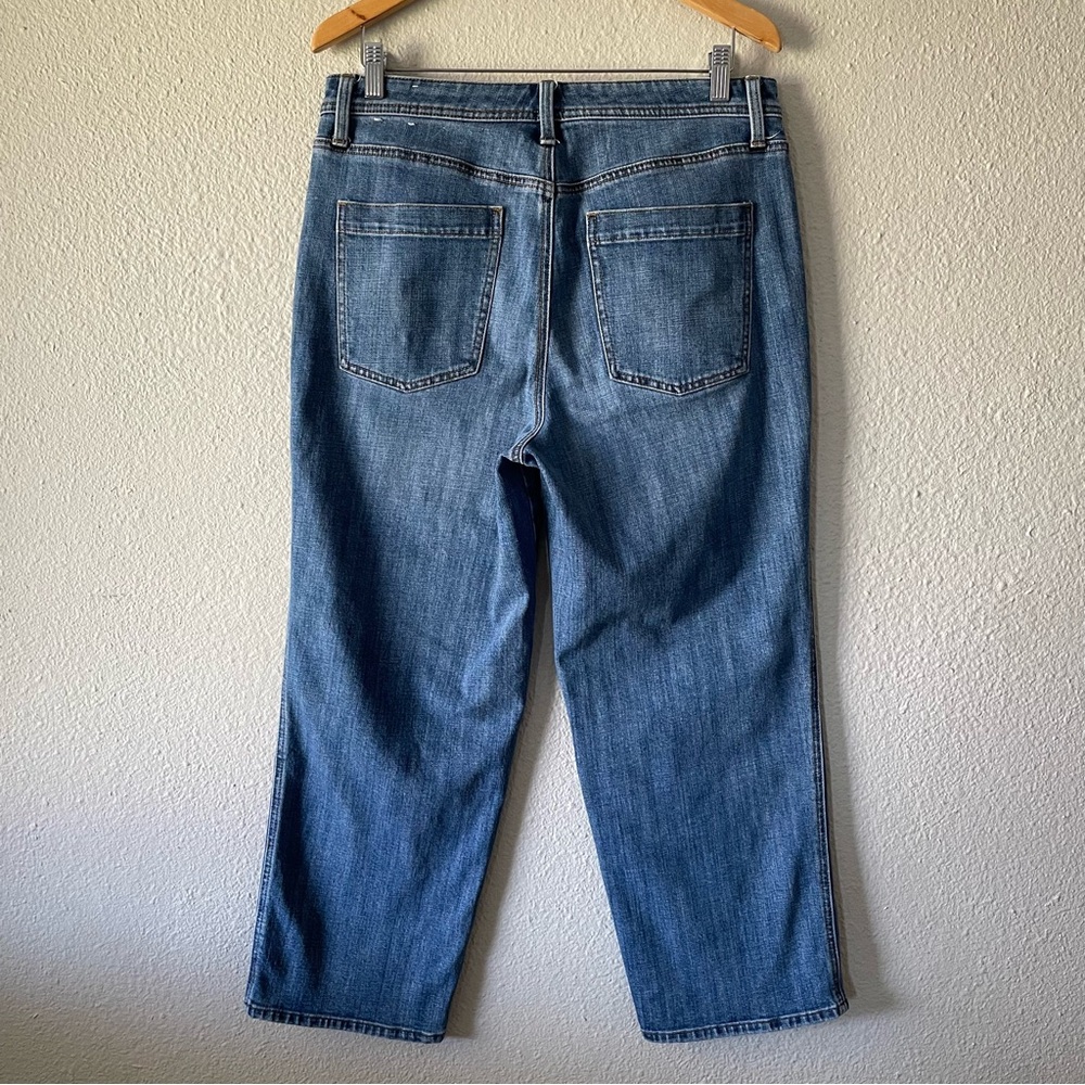 Talbots Stovepipe Jeans Women’s 12 Blue Medium Wash Cropped Wide Leg High Rise - Picture 10 of 15